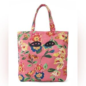 New Clare V Pink Floral Tote with Eye Design